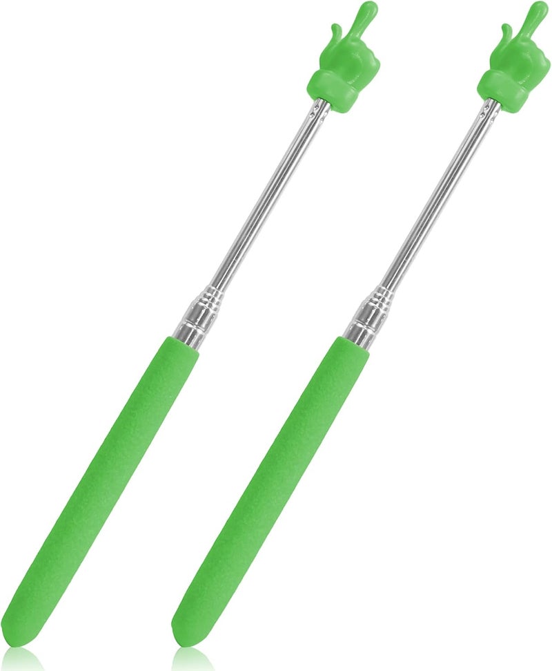 LYMXsd 2PCS Pointer Stick for Classroom – Multipurpose Teacher Pointer Stick, Extendable Classroom Pointer and Finger Pointer Stick, Engaging Colors, Classroom Essentials for Effective Presentations Green - Image 1